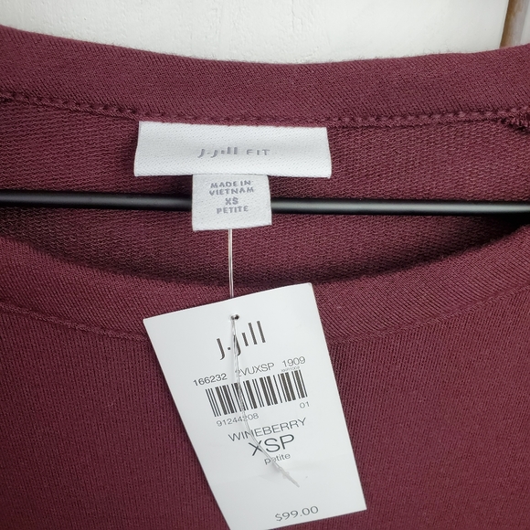 J. Jill Petite Wineberry Terry Sweatshirt Style Pullover Dress Size XSP - Picture 7 of 8